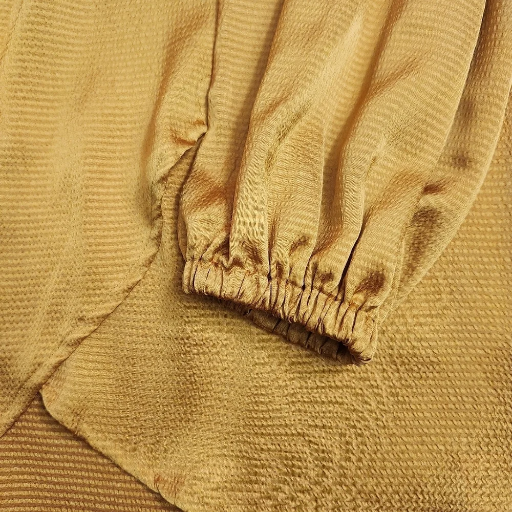 Michael Kors Gold mini Dress size 1x NWT lightweight silky bold elastic waist - Picture 11 of 12